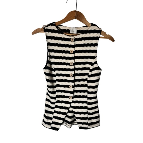 Anthropologie Maeve Structured Knit Vest black white XS - Picture 3 of 7